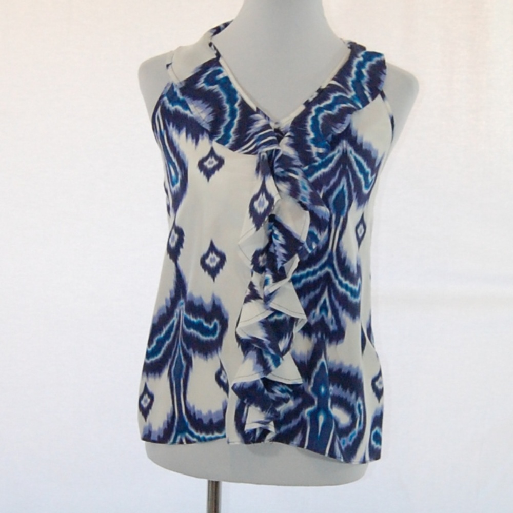 Banana Republic 100% Silk Halter Ruffle Top